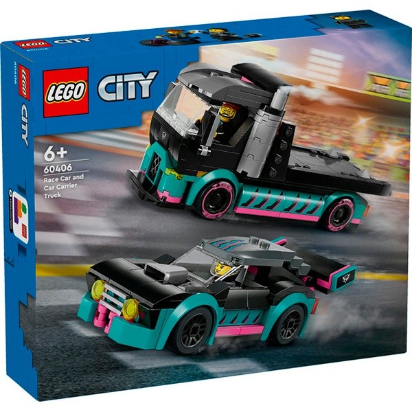 LEGO CITY COCHE DE CARRERAS Y CAMION DE TRANSPORTE