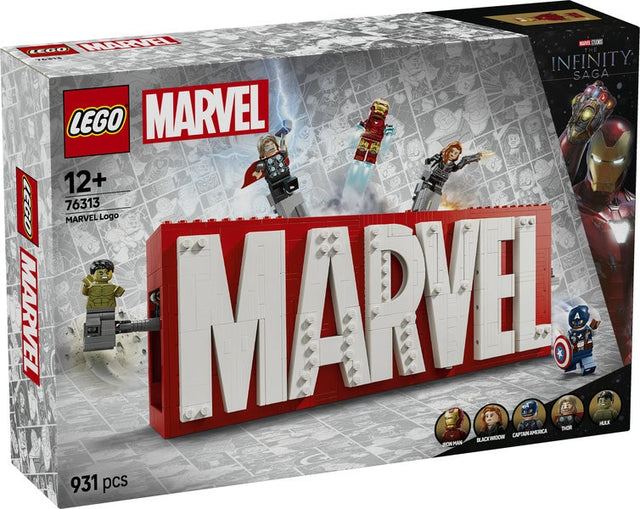 LEGO MARVEL LOGOTIPO Y MINIFIGURAS