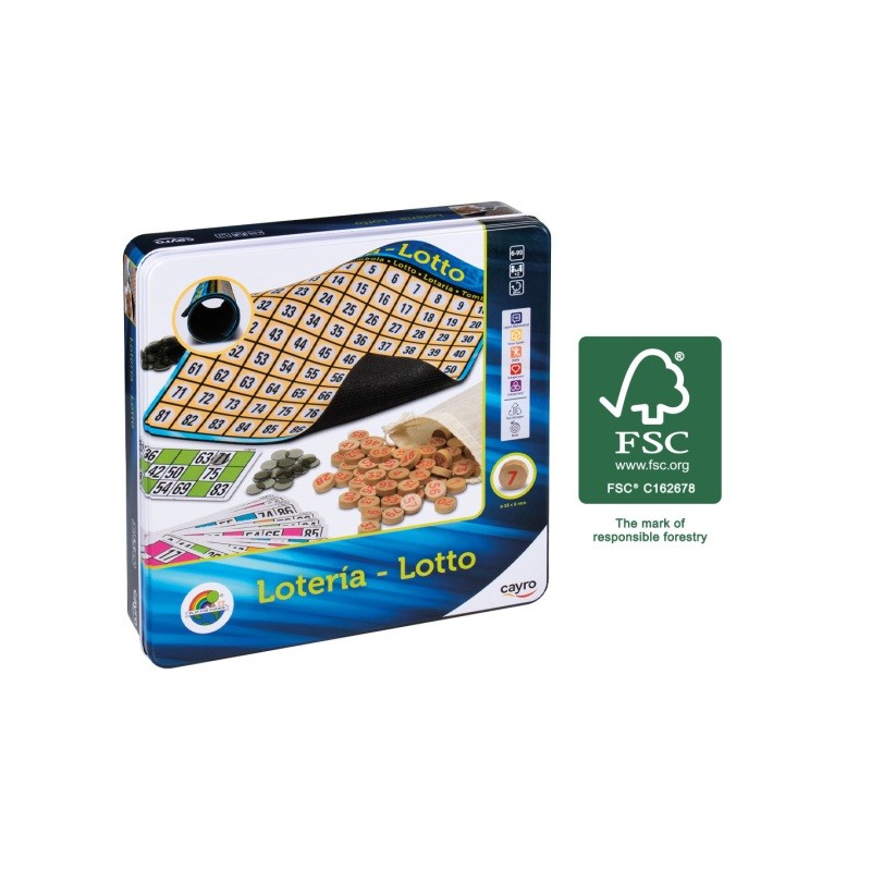 LOTERIAS CAJA DE METAL - PIEZAS 100% MADERA