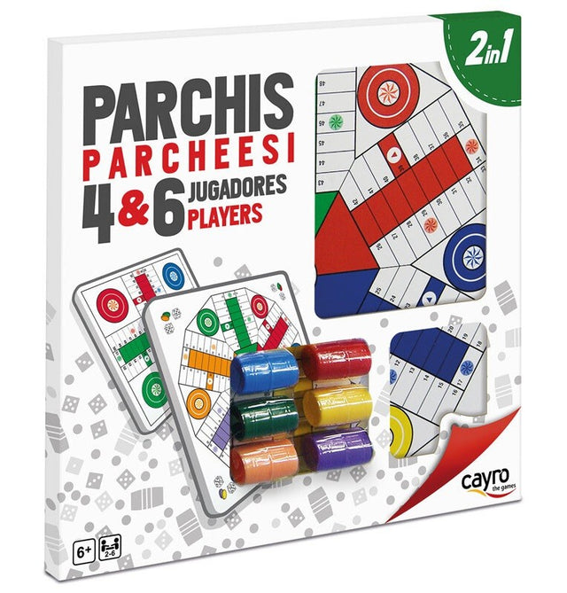 TABLERO PARCHIS MADERA 4-6 JUGADORES CON ACCESORIOS 40x40 CM