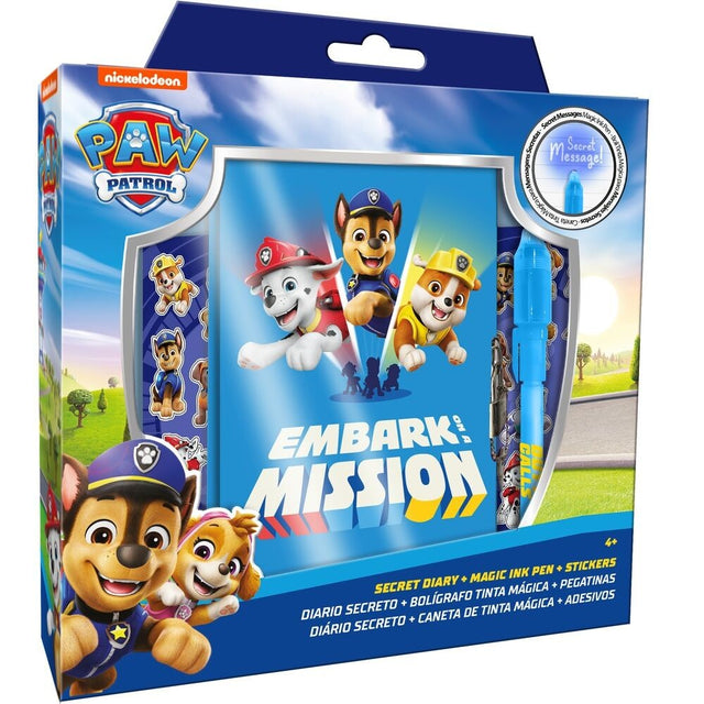 DIARIO SECRETO + BOLIGRAFO DE TINTA MAGICA PAW PATROL