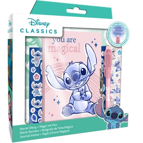 DIARIO SECRETO + BOLIGRAFO DE TINTA MAGICA STITCH