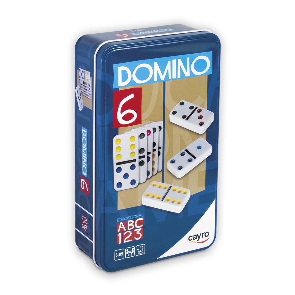 DOMINO COLORES DOBLE 6 CAJA DE METAL