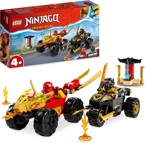 LEGO NINJAGO BATALLA EN COCHE Y MOTO DE KAI Y RAS