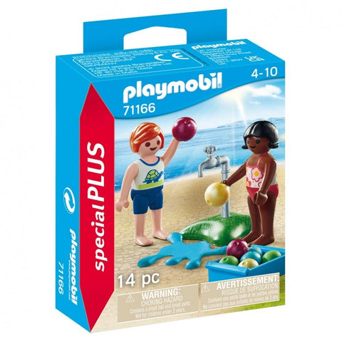 NIÑOS CON GLOBOS DE AGUA PLAYMOBIL