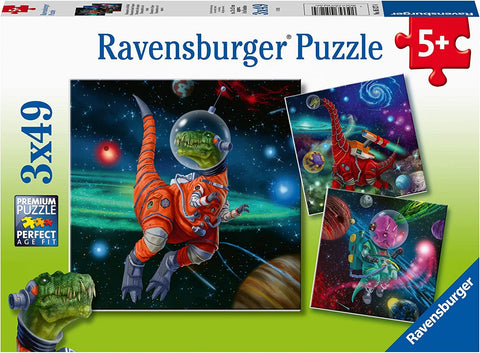 PUZZLE DINOSAURIOS EN EL ESPACIO 3 X 49 PIEZAS