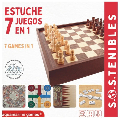 7 JUEGOS EN 1 FSC 100%: PARCHIS, OCA, AJEDREZ, ESCALERA, DAMAS, BACKGAMON Y DOMINÓ