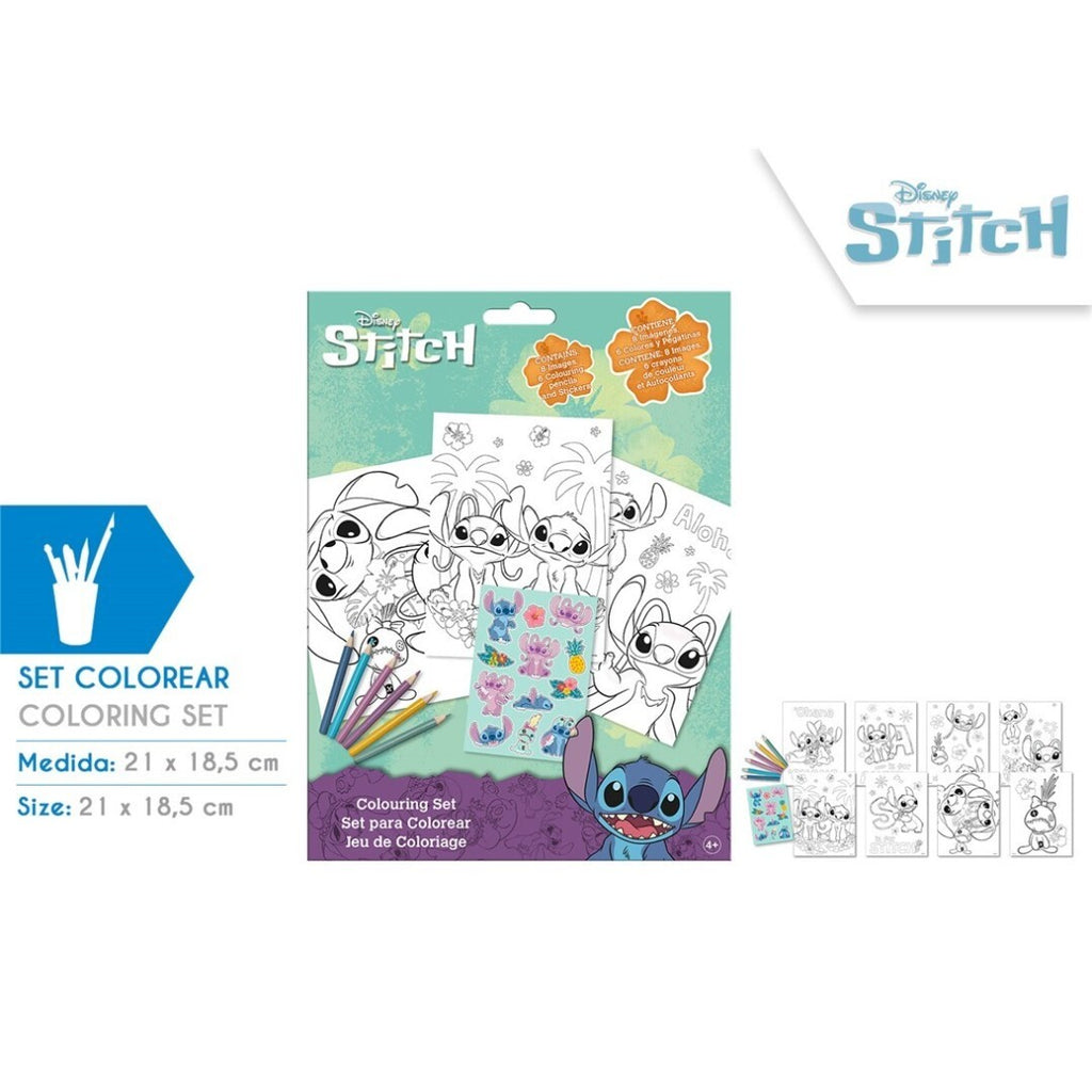 SET DE COLOREAR CON STICKERS STITCH (24X6)